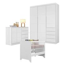 Quarto de Bebê Blenda com Berço Americano Maya Branco Acetinado - Phoenix Baby