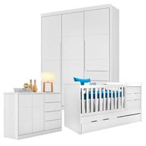 Quarto De Bebê Blenda Com Berço Multifuncional Cleo Branco Acetinado - Phoenix Quarto De Bebê Blenda Com Berço Multifuncional Cleo Branco Acetinado - Phoenix
