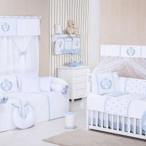 Quarto De Bebê Com A Inicial Bordada Azul Bebê