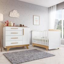 Quarto de Bebê com Berço 2 em 1 e Cômoda 1 Porta 100% MDF Jolie Retrô Yescasa Branco/Amêndoa Quarto de Bebê com Berço 2 em 1 e Cômoda 1 Porta 100% MDF Jolie Retrô Yescasa Branco/Amêndoa