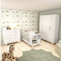 Quarto de Bebê com Berço 2 em 1 Guarda Roupa Cômoda Estante e Trocador Kakau Retrô Espresso Móveis