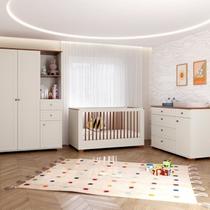 Quarto de Bebê com Berço com Colchão, Cômoda e Guarda-roupa Baby Ananda Casatema Madeiraoriginals