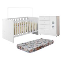 Quarto de Bebê com Berço com Colchão Life 100% Mdf e Cômoda de Bebê 100% Mdf 1 Porta 4 Gavetas Life Quarto de Bebê com Berço com Colchão Life 100% Mdf e Cômoda de Bebê 100% Mdf 1 Porta 4 Gavetas Life