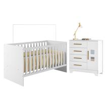 Quarto de Bebê com Berço com Suporte 100% Mdf Life e Cômoda 4 Gavetas 1 Porta Fly 100% Mdf Quarto de Bebê com Berço com Suporte 100% Mdf Life e Cômoda 4 Gavetas 1 Porta Fly 100% Mdf