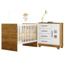 Quarto de Bebê com Berço com Suporte 100% Mdf Life e Cômoda 4 Gavetas 1 Porta Fly 100% Mdf