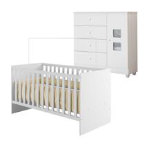 Quarto de Bebê com Berço com Suporte 100% Mdf Life e Cômoda de Bebê 100% Mdf 1 Porta 4 Gavetas Life