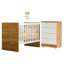 Quarto de Bebê com Berço com Suporte 100% Mdf Life e Cômoda de Bebê 100% Mdf 4 Gavetas Soft Life