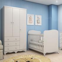Quarto de Bebê com Berço e Guarda Roupa 3 Portas 100% MDF Mimo