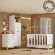 Quarto de Bebê com Berço Mini Cama Fantasia e Roupeiro com Cômoda QEncanto Slim Freijó Branco Acetinado Qmovi e Colchão Ortobom Quarto de Bebê com Berço Mini Cama Fantasia e Roupeiro com Cômoda QEncanto Slim Freijó Branco Acetinado Qmovi e Colchão Ortobom
