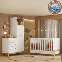 Quarto de Bebê com Berço Mini Cama Fantasia e Roupeiro com Cômoda QEncanto Slim Freijó Branco Acetinado Qmovi e Colchão Ortobom Quarto de Bebê com Berço Mini Cama Fantasia e Roupeiro com Cômoda QEncanto Slim Freijó Branco Acetinado Qmovi e Colchão Ortobom