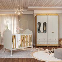 Quarto de Bebê com Berço Minicama e Guarda-Roupa 4 Portas Janeladas 100% MDF Maya Provençal Yescasa Bege/Off White/Amêndoa Quarto de Bebê com Berço Minicama e Guarda-Roupa 4 Portas Janeladas 100% MDF Maya Provençal Yescasa Bege/Off White/Amêndoa
