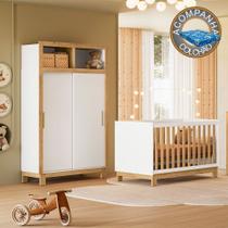 Quarto de Bebê com Berço Slim 4315 e Roupeiro 5085 Flora Branco Freijó Qmovi Colchão Ortobom Quarto de Bebê com Berço Slim 4315 e Roupeiro 5085 Flora Branco Freijó Qmovi Colchão Ortobom