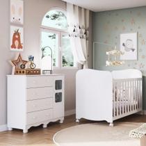 Quarto de Bebê com Cômoda 1 Porta com Janela e Berço 100% MDF Mimo Espresso Móveis
