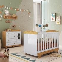 Quarto de Bebê com Cômoda 1 Porta Janelada 4 Gavetas e Berço Minicama 100% Mdf Lena Espresso Móveis