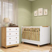 Quarto de Bebê com Cômoda 4 Gavetas e Berço 4 em 1 Minicama 100% Mdf Mike Espresso Móveis