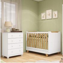 Quarto de Bebê com Cômoda 4 Gavetas e Berço 4 em 1 Minicama 100 MDF Zuri Móveis Peroba Quarto de Bebê com Cômoda 4 Gavetas e Berço 4 em 1 Minicama 100 MDF Zuri Móveis Peroba