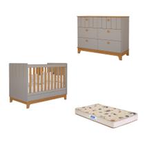 Quarto de Bebê com Cômoda Berço e Colchão Liza Permobili