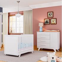 Quarto de Bebê com Cômoda e Berço Mini Cama 100% MDF Retrô Jolie