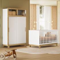 Quarto de Bebê com Cômoda e Roupeiro 2 Portas de Correr Flora Rosa Qmovi Quarto de Bebê com Cômoda e Roupeiro 2 Portas de Correr Flora Rosa Qmovi