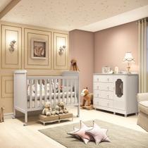Quarto de Bebê com Cômoda Janelada e Berço 100% MDF Mateo Provençal Espresso Móveis