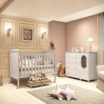 Quarto de Bebê com Cômoda Janelada e Berço 100% MDF Mateo Provençal Espresso Móveis