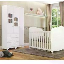 Quarto de Bebê com Guarda Roupa 1 Porta com Janela e Berço 100% MDF Uli Móveis Peroba Branco Brilho Quarto de Bebê com Guarda Roupa 1 Porta com Janela e Berço 100% MDF Uli Móveis Peroba Branco Brilho