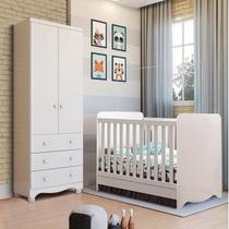 Quarto de Bebê com Guarda Roupa 2 Portas 3 Gavetas e Berço Mini Cama Cambalhota Espresso Móveis