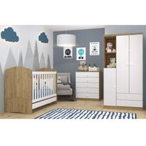 Quarto de Bebê com Guarda-roupa 3 Portas Cômoda e Berço 3 em 1 com Colchão Espresso Móveis