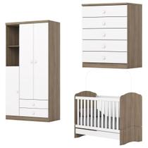 Quarto de Bebê com Guarda-Roupa 3 Portas Cômoda e Berço Faz de Conta Espresso Móveis Quarto de Bebê com Guarda-Roupa 3 Portas Cômoda e Berço Faz de Conta Espresso Móveis
