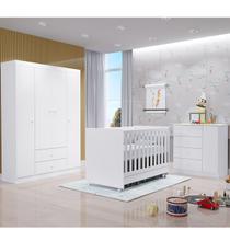 Quarto de Bebê com Guarda Roupa 4 Portas, Cômoda Ana e Berço Americano