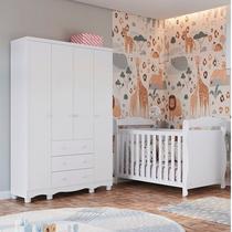 Quarto de Bebê com Guarda-roupa 4 Portas e Berço Minicama 100% Mdf Nina Espresso Móveis Quarto de Bebê com Guarda-roupa 4 Portas e Berço Minicama 100% Mdf Nina Espresso Móveis