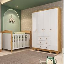 Quarto de Bebê com Guarda-roupa 4 Portas e Berço Minicama 100% Mdf Nina Espresso Móveis Quarto de Bebê com Guarda-roupa 4 Portas e Berço Minicama 100% Mdf Nina Espresso Móveis