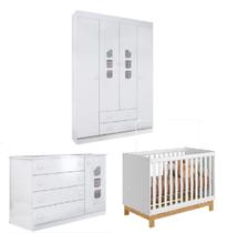 Quarto De Bebê Com Guarda Roupa, Cômoda e Berço