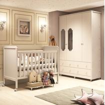 Quarto de Bebê com Guarda Roupa Janelado e Berço Mateo Provençal 100% MDF