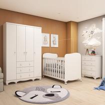 Quarto de Bebê com Guarda Roupas 4 Portas Cômoda e Berço com Rodizio Mimo 100% Mdf Espresso Móveis Quarto de Bebê com Guarda Roupas 4 Portas Cômoda e Berço com Rodizio Mimo 100% Mdf Espresso Móveis