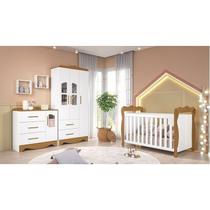 Quarto de Bebê com Guarda-roupas Cômoda 4 Portas Janeladas e Berço 100% Mdf Alice Espresso Móveis