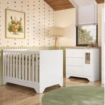 Quarto de Bebê Cômoda 1 Porta com Janela e Berço Minicama 100% Mdf Ravy Espresso Móveis