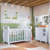Quarto de Bebê Cômoda 1 Porta com Janelas e Berço Americano Nina 100% Mdf Espresso Móveis