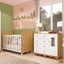 Quarto de bebê Cômoda 1 Pta Janelada 4 Gavetas e Berço 100% MDF Lana Espresso Móveis