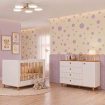 Quarto de Bebê Cômoda 4 gavetas 1 Porta e Berço Lívia Permóbili com Colchão Gazin