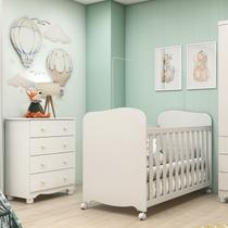 Quarto de Bebê Cômoda 4 Gavetas e Berço com Rodizio Mimo 100% Mdf Espresso Móveis