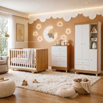 Quarto de Bebê Cômoda Berço e Guarda Roupa com Colchão Nina Quarto de Bebê Cômoda Berço e Guarda Roupa com Colchão Nina