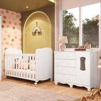 Quarto de Bebê Cômoda com 1 Porta Janelada e Berço com Rodízios 100% Mdf Lana Espresso Móveis