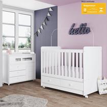 Quarto de Bebê Cômoda com Berço 3 em 1 Bolinha de Sabão Espresso Móveis