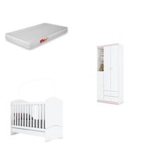 Quarto de Bebê Compacto com Berço e Guarda Roupa Lápis de Cor com Colchão Quarto de Bebê Compacto com Berço e Guarda Roupa Lápis de Cor com Colchão