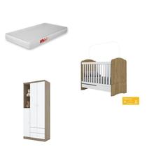 Quarto de Bebê Compacto com Berço e Guarda Roupa Lápis de Cor com Colchão Quarto de Bebê Compacto com Berço e Guarda Roupa Lápis de Cor com Colchão
