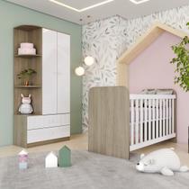 Quarto de Bebê Compacto com Berço e Guarda Roupa Sonho Encantado Espresso Móveis Marrom/Rústico/Branco Quarto de Bebê Compacto com Berço e Guarda Roupa Sonho Encantado Espresso Móveis Marrom/Rústico/Branco