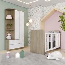 Quarto de Bebê Compacto com Berço e Guarda Roupa Sonho Encantado Espresso Móveis Rústico/Branco Quarto de Bebê Compacto com Berço e Guarda Roupa Sonho Encantado Espresso Móveis Rústico/Branco