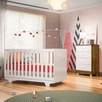 Quarto de Bebê Completo 100% MDF 1 Berço Mini Cama com Colchão Life 1 Cômoda Soft Life