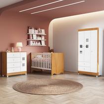 Quarto de Bebê Completo 100% MDF Linha Lua Marrom/Branco Amadeirado